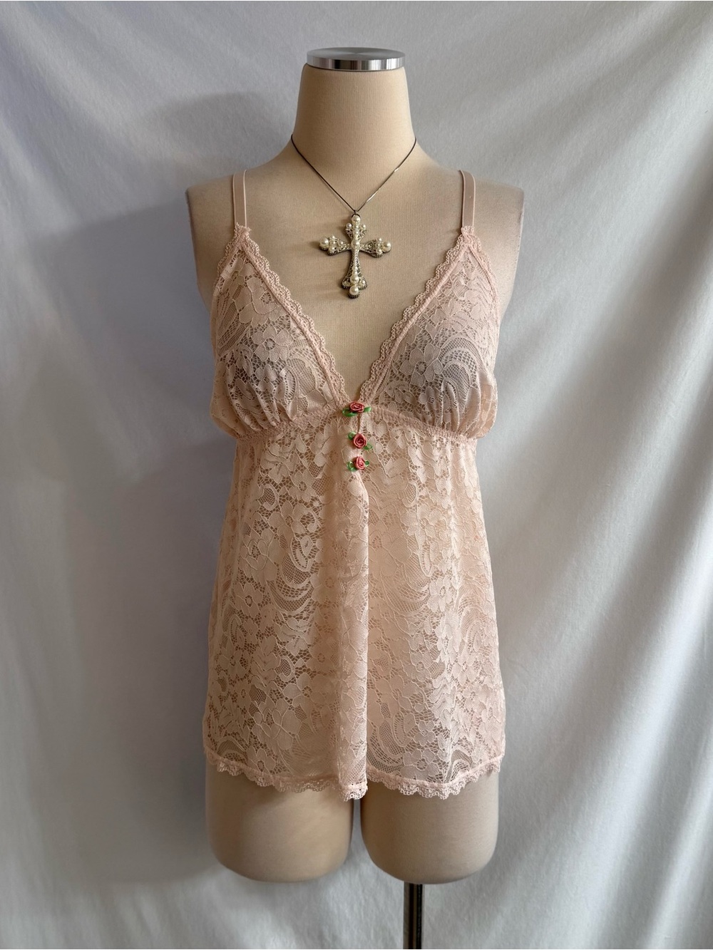 Daisy Fuentes Pink Lace Babydoll Cami